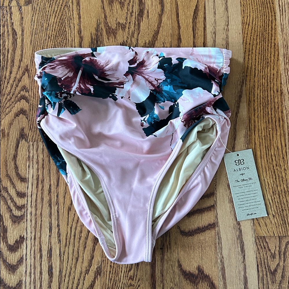Albion Pink Floral High-Waist Swim Bottoms